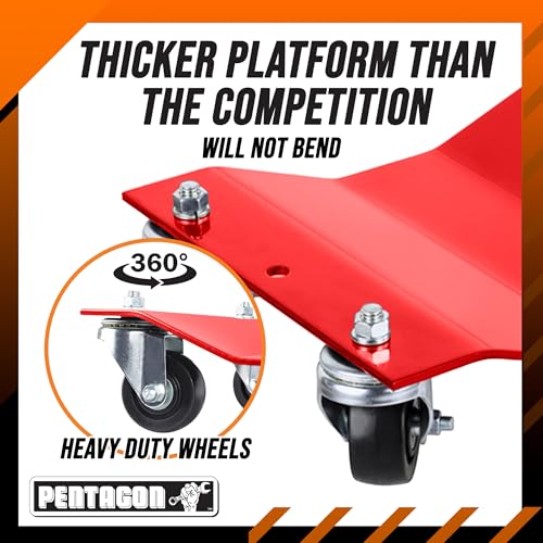 Image of Car Wheel Dolly Set of 4 - Heavy Duty Antiskid 16x12 inch Car Dolly Tire Skates with 6000lb Capacity - 360 Degree Rotatable Wheel Dollies for Trucks, Trailers, Motorcycles or Boats by Pentagon Tools