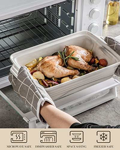 image for MALACASA Large Casserole Dish with Lid, 4.4 Quart Ceramic Baking Dish 