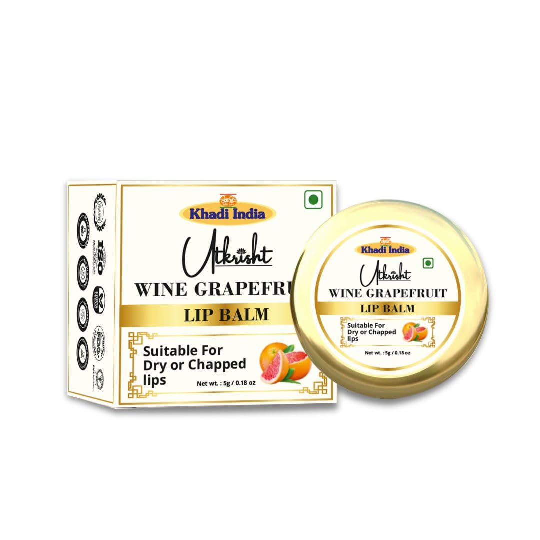 Utkristh Khadi Natural Lip Balm 5 gm | Infused with Wine Grapefruit | For Dark, Pigmented, Dry & Chapped Lips | Long Lasting Moisturization for Soft, Smooth & Glossy Lips | Lip Balm For Men & Women-image-19