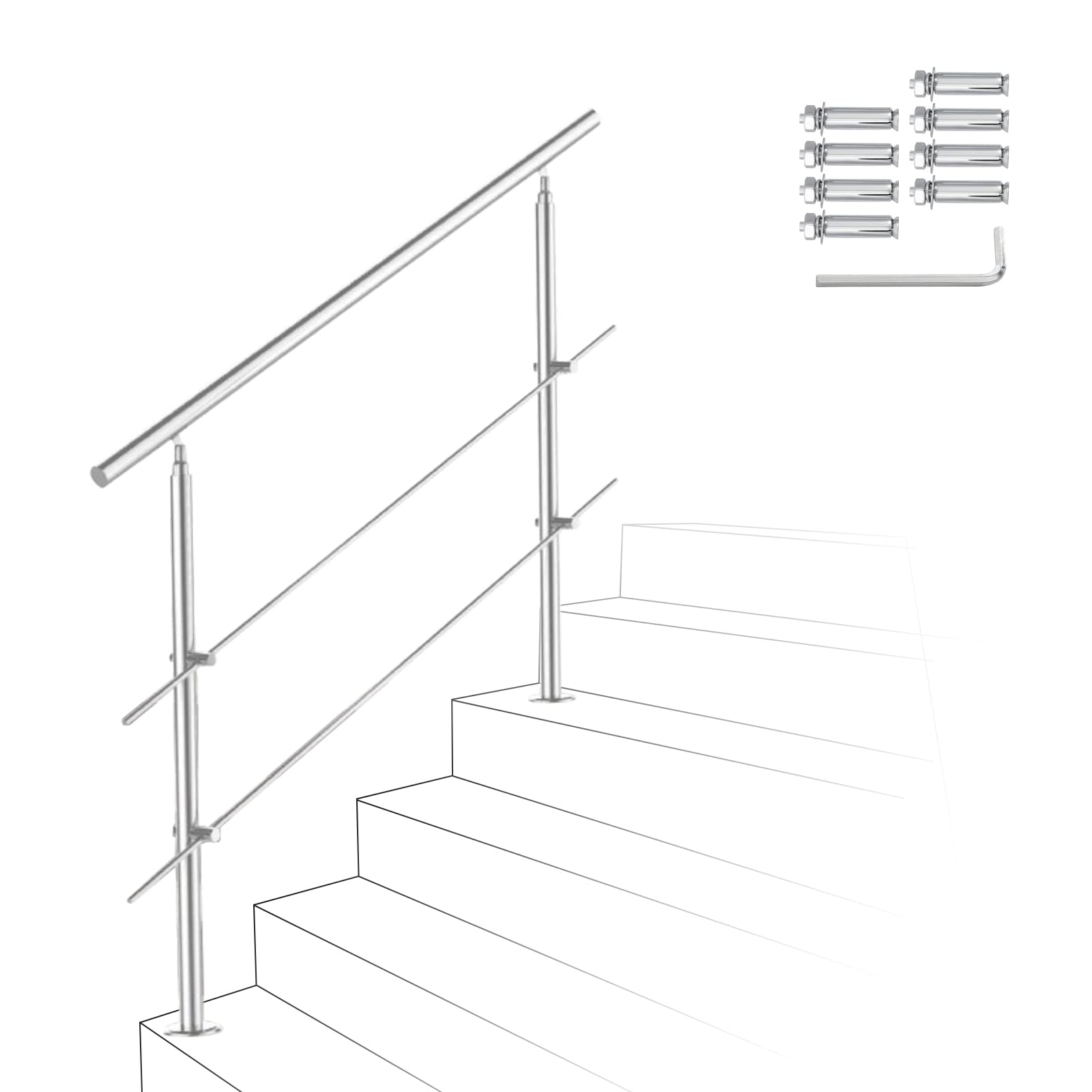 Barandilla de acero inoxidable Ikodm 120 cm para solucionar la seguridad en escaleras