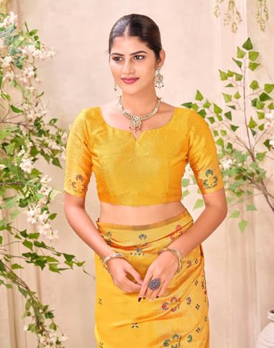Image of SIRIL Women's Weaving Paithani Silk Saree With Unstitched Blouse Piece