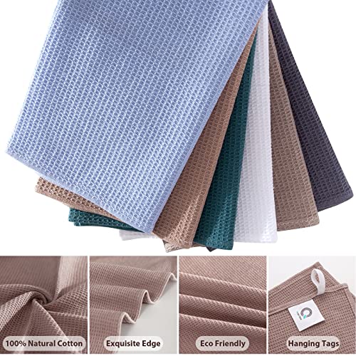 Quiltina Kitchen Towels 100% Cotton Absorbent Dish Towels Set, Waffle Weave Hand Towels, Ultra Soft Dish Drying Towels, Quick Drying Dish Towel - 17 X 25 Inches, 6 Pack #TOP1