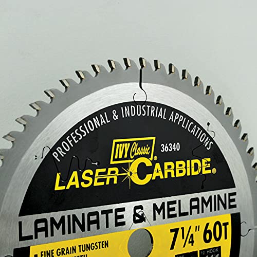 Ivy Classic 36340 Laser Carbide 7-1/4-Inch 60 Tooth Laminate And Wood Cutting Circular Saw Blade With 5/8-Inch Diamond Knockout Arbor, 1/Card #TOP2