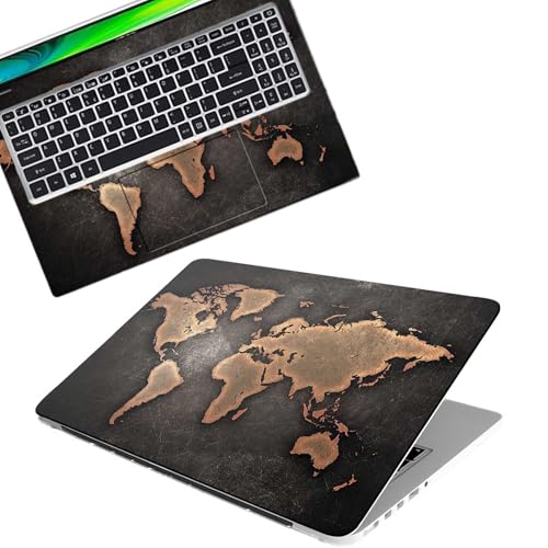 Image of Galaxsia World Map 02 Full Body Vinyl Laptop Skin /Sticker /Cover Upto 15.6 Inches Laptops Laminated-Removable-HD Quality Compatible for Hp-Dell-Sony-Lenovo-Asus etc.(15x10 Inches)