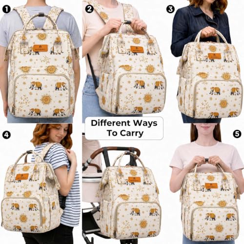 Image of Motherly Patented Diaper Bag Backpack for Moms | Waterproof Baby Travel & Maternity Bag | Spacious Nappy Bag with Insulated Bottle Pockets & Warranty (Elegant Series)