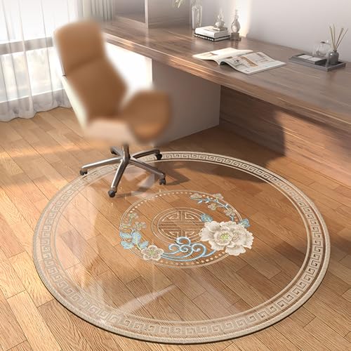 Tappetino rotondo trasparente per sedie dure, protezione per pavimenti per sedia da ufficio, tappetino trasparente per sedie a rotelle di grandi dimensioni, 80 cm, protezione per pavimenti per tappeti