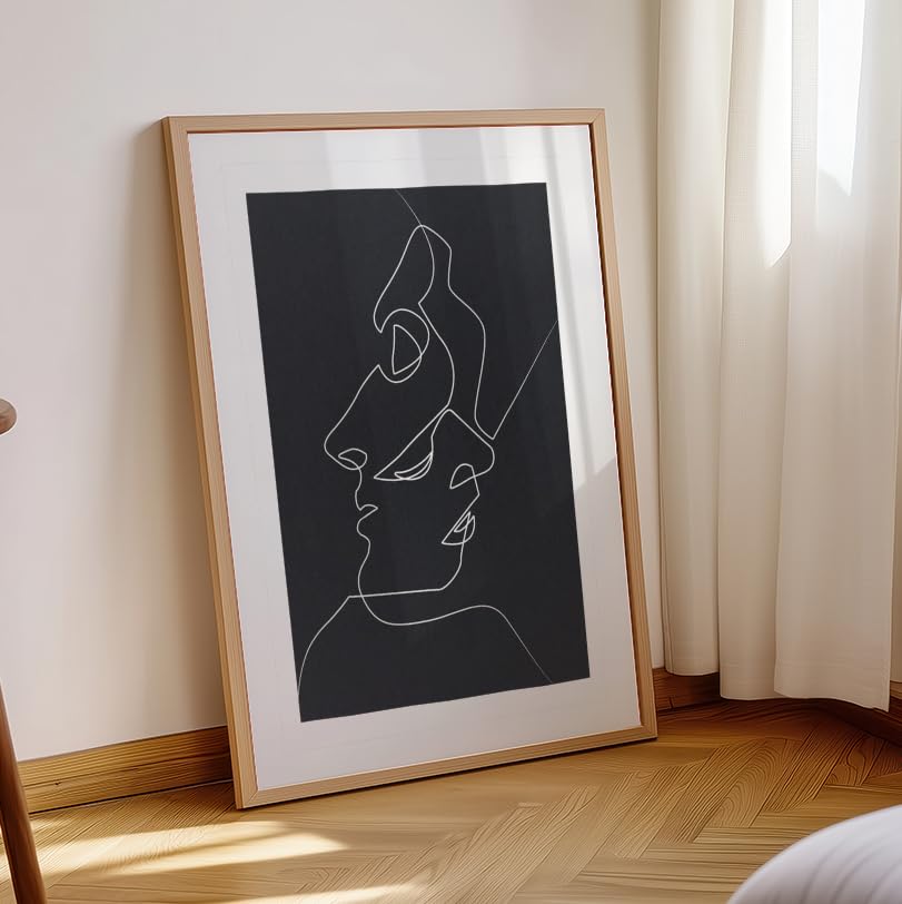 Sponsored Ad - Modern Line Art Poster Frame Wall Painting for Living Room, Bedroom, Kitchen and Office Wall Decoration Frame décor (13x17 Inch Framed Picture with Poster)