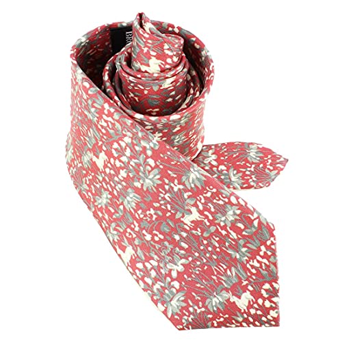 Cravate Lyonnaise rouge Mille Fleurs en soie pour costume de mariage et business