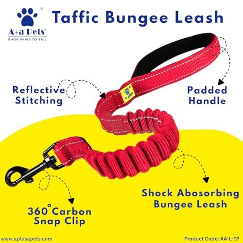 Image of A+a Pets' Short Bungee Leash | Traffic Lead | for Training & Better Control (BBlue)