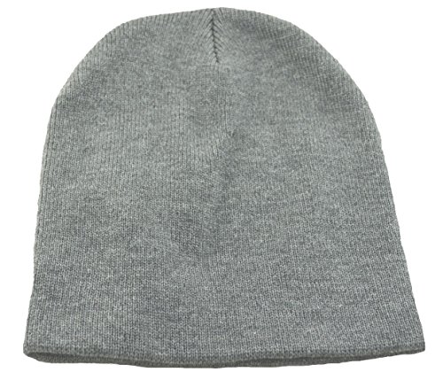 MG Men's Cuffless Beanie Knit Hat Charcoal Gray