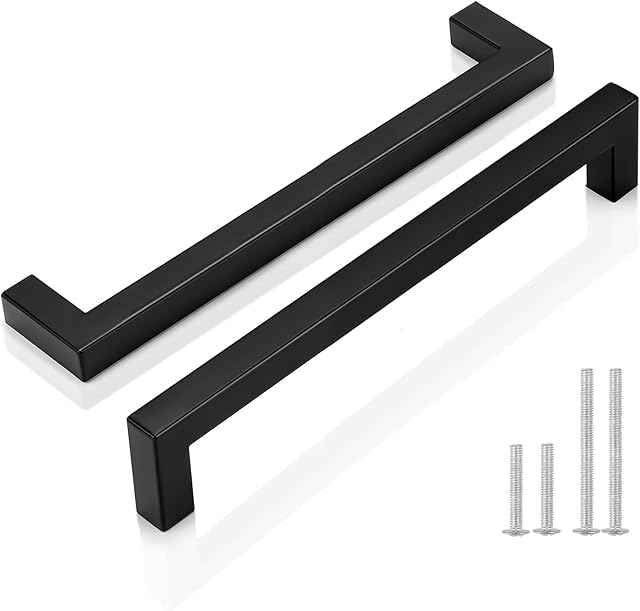 Pinson 10 Pack 160mm Kitchen Cabinet Handles Black Cupboard Handles T Bar Cabinet Pulls Stainless Steel Kitchen Door Handles