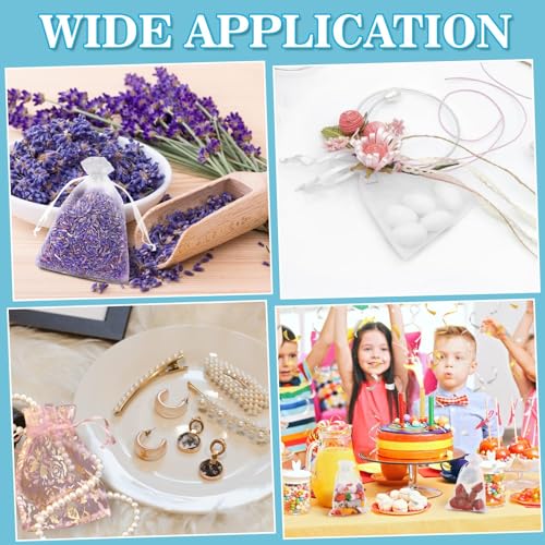 Image of Sukh 100PCS Organza Bags 4 inchx6 inch - Small Organza Sachet Jewelry Gift Favor Bags Drawstring Mesh Bags Gifts Valentines Wedding Eid Mubarak Halloween Eve Christmas New Year Party Candy Fruit Wrap Bulk White