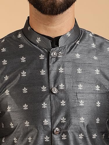 Image of SOJANYA (Since 1958 Men's Silk Blend Kurta Pyjama & Nehru Jacket Combo