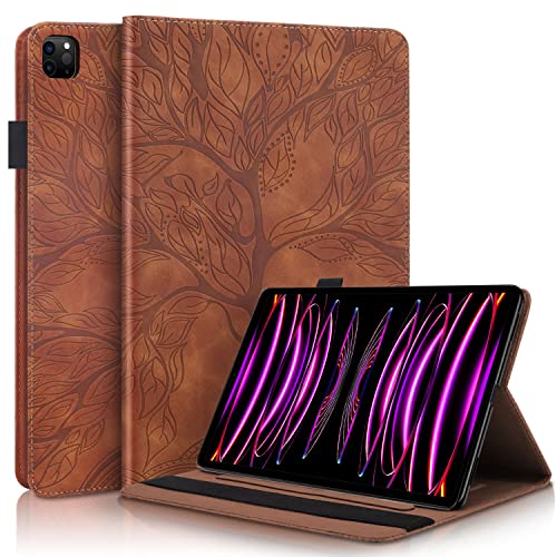Succtopy Case for iPad Pro 12.9 6th/5th/4th/3rd Generation Folio Flip PU Leather Cover with Pen Holder Protective Tablet Case with Stand Function for iPad Pro 12.9 Inch 2022/2021/2020/2018 Brown