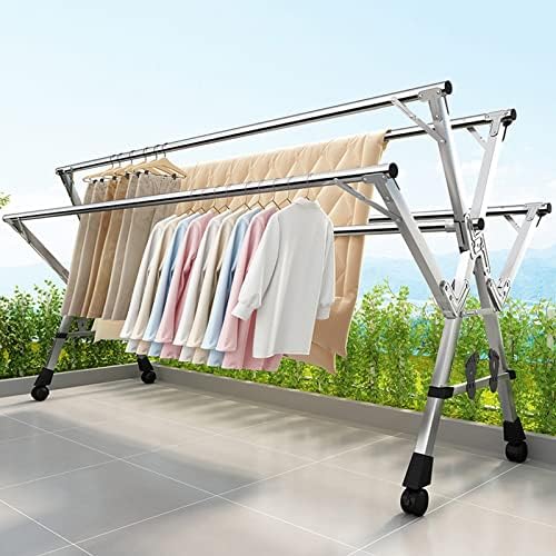 Foldable Space-Saving Clothes Rack Floor-Standing Clothes Rack Tripod,Clothes Drying Rack Tripod Portable Foldable Space Saving Laundry Drying Rack，Collapsible Laundry Drying Rack with Wheel