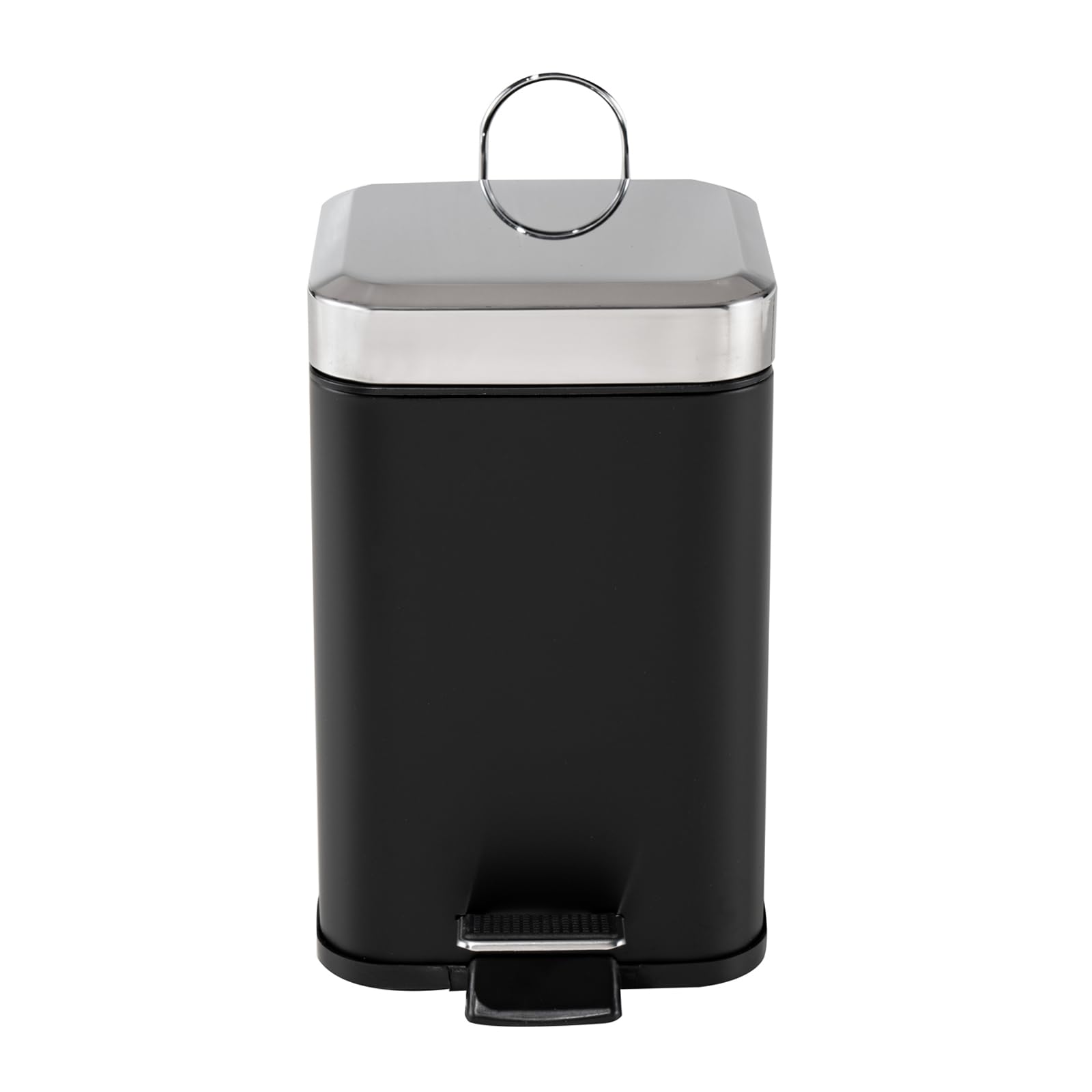 HTI living Jannik – Treteimer, eckig, 3 L, Schwarz-Silber, Soft-Close-Deckel