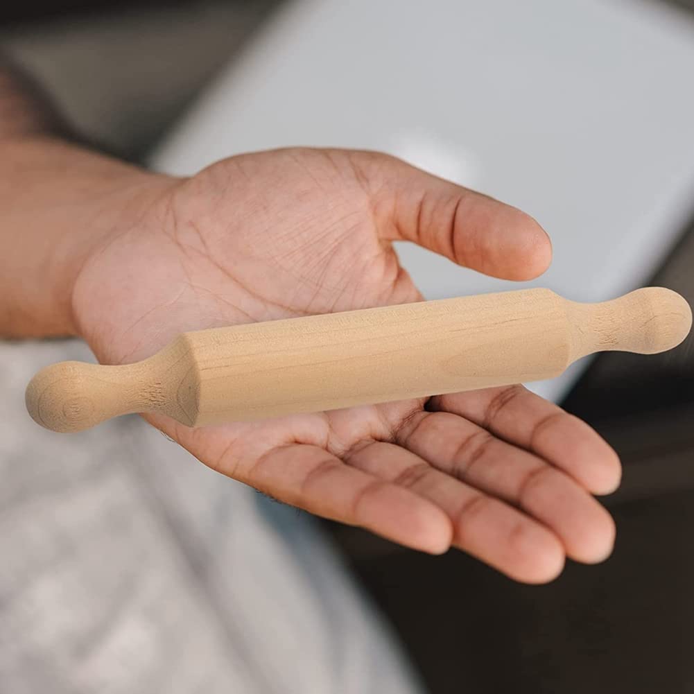 20 Pezzi Mini Mattarello in Legno da 6 Pollici Lungo Cucina Mattarello Piccolo Rullo per Pasta di Legno per Bambini Fondente