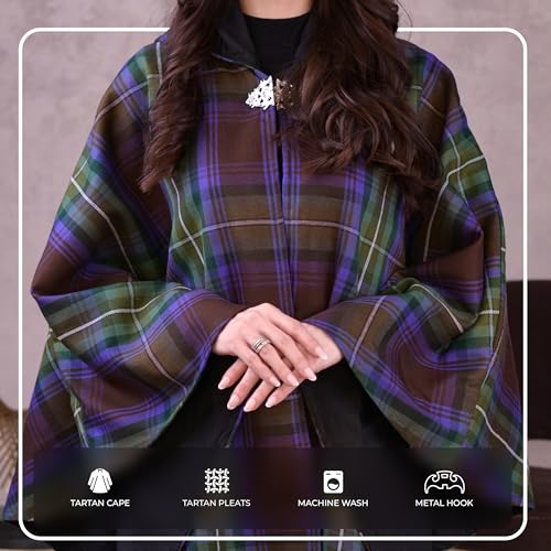 Women's Vintage Plaid Knitted Scottish Cape Traditional Cardigan4