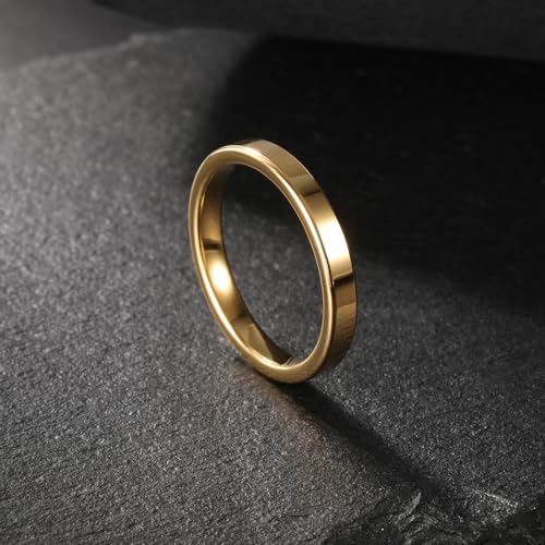 Vakki Tungsten Wedding Rings for Women Silver/Gold/Rose Gold/Black 3mm Flat Comfort Fit Stackable Band Ring, High-polished finish & Non Tarnish3