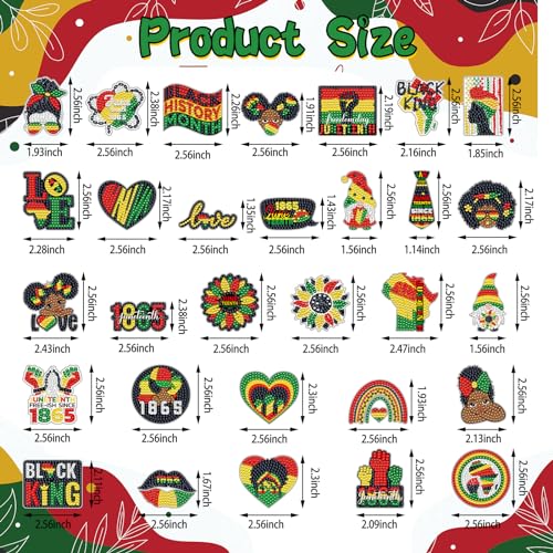 Kit de 24 imanes decorativos de arte diamante Juneteenth miniatura 3