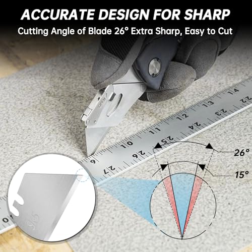 Image of Utility Knife Blades for Gerber Utility Knife, 20 Pack Replacement Blades, Durable SK5 Steel Heavy Duty Box Cutter, Non-Rusting with Plastic Case, for Most Standard Utility Knives
