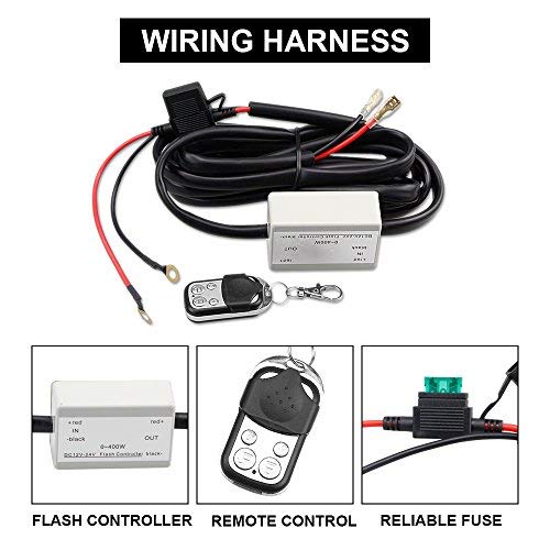 Leadtops Heavy Duty Led Light Bar 400Watts Load Wiring Harness Wireless Strobe Wiring Kit On-Off-Strobe Rf Remote Control Switch For Work Light Driving Light,2 Years Warranty #TOP2