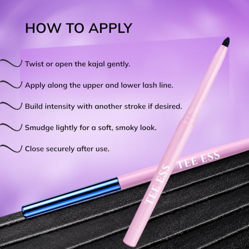 Image of TEE ESS Long Stay Kajal | Retractable Pencil | Waterproof, Smudge Proof | Intense Black Color | 24H Long Lasting | Smooth One-Stroke Application | With Vitamin E | Twist-Up Black Kajal | 30 gms