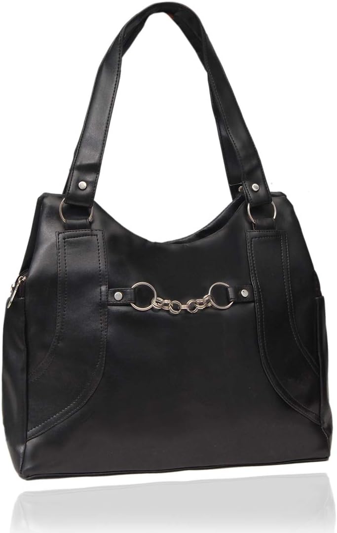 Borse Women's Day Gift Women's/Ladies & Girls Casual & Formal College, Office and Perosnal Use Black Leatherette Shoulder Bag | Chain Bag