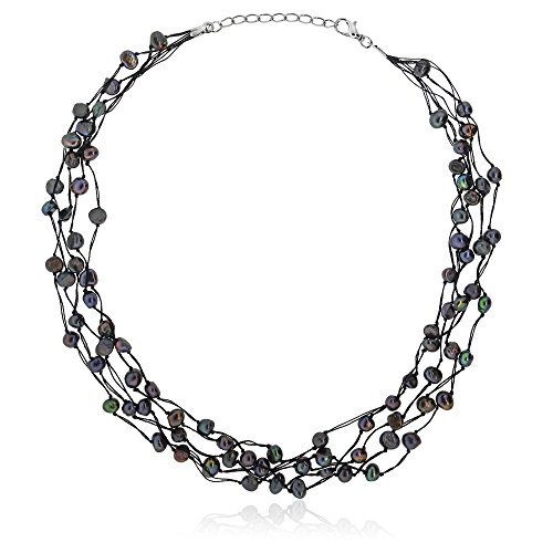 Gem Stone King Black Pearl Necklace