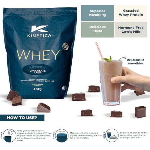 Kinetica Sports Whey Protein Powder - Chocolate Flavour | 22g Protein/Serve, 150 Servings/4.5Kg Pack | Gluten Free Supplement | Optimum for Muscle Gain & Recovery |Mixes Well with Water, Milk & Shakes - Image 5