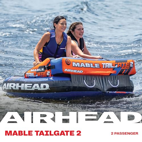 Image of Airhead Mable Towable Tube for Boating, 1-4 Rider Inflatable Boat Tube for Water Tubing, Heavy Duty Full Nylon Cover, EVA Foam Pads, Dual Tow Point, Patented Speed Safety Valve