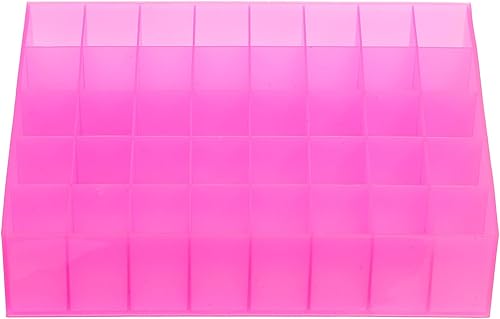 Cabilock Organizador de lápiz labial rosa con 40 ranuras, vitrina de acrílico para brillo de labios y almacenamiento de maquillaje en tocador o