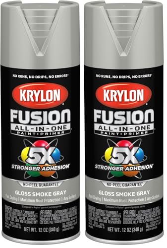 Image of Krylon K02723007 Fusion All-In-One Spray Paint for Indoor /Outdoor Use, Gloss Smoke Gray 12 Ounce (Pack of 2)