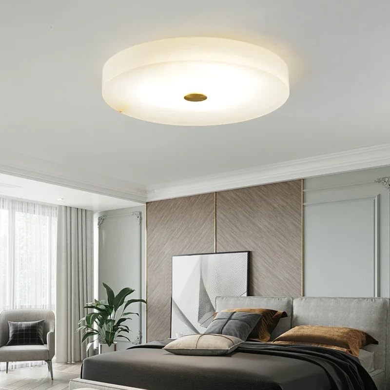 Plafonnier LED en marbre blanc 30cm avec éclairage moderne pour chambre et salon