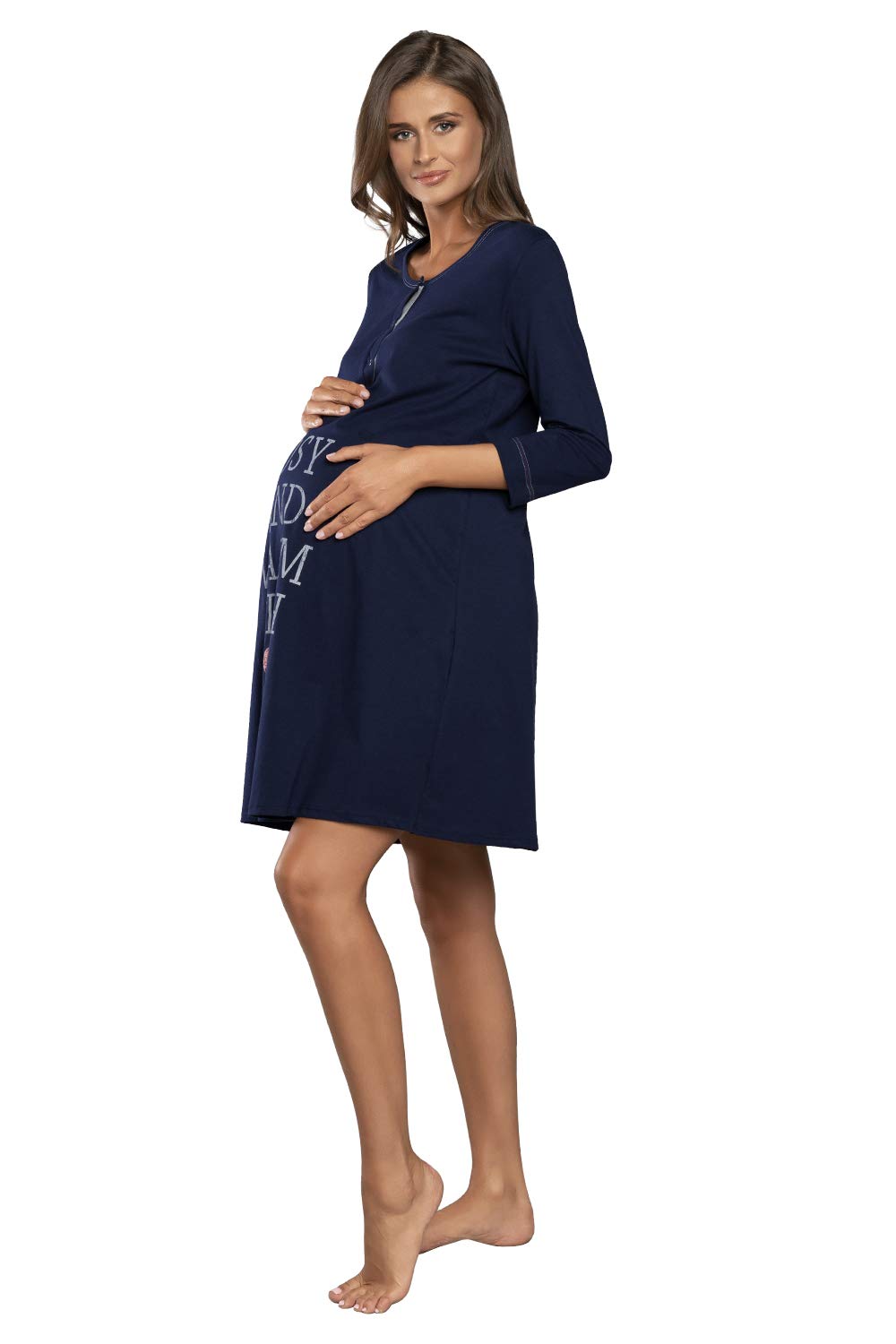 Italian Fashion Chemise de Nuit Allaitement | Pyjama Grossesse et Maternité | Pyjama Femme Enceinte pour la Maison et l’Hôpital | Tenue Maternité Accouchement avec Fermeture S-XXL