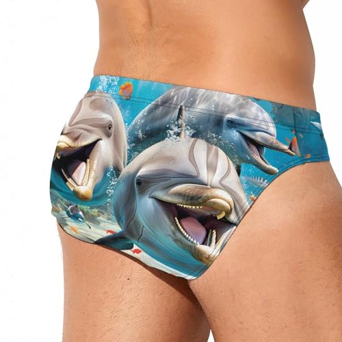 A Group of Dolphins Novelty Men's Swimming Brief Swimwear Pants Trunks Beach Shorts Underwear3