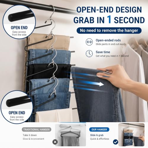 Tiangrid 25 Pack Space Saving Pants Hangers, Open Ended Pants and Jean Hangers with Rubber Coating Non Slip Metal Closet Storage Organizer for Jeans Trouser Slacks Dress by Tiangrid - Used condition - Image 6