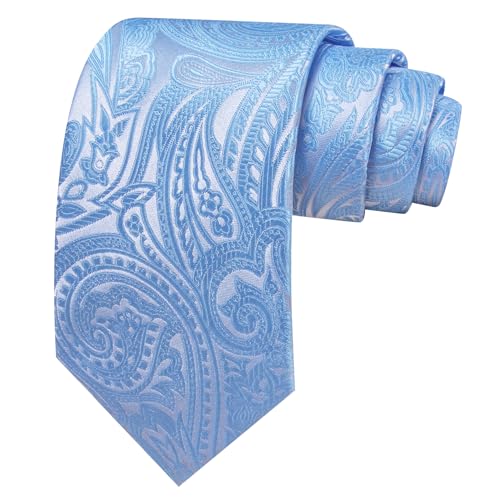 Image of Barry.Wang Men Tie Set Paisley Silk Necktie Pocket Square Cufflinks Formal Wedding Business Party