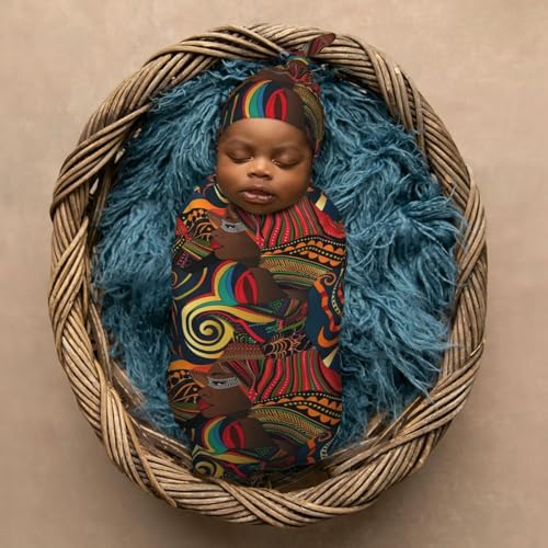 Image of Art African American Woman356 Newborn Swaddle Blankets Hat Sets Soft Baby Receiving Blanket Swaddle Sack for Baby Shower Infant Boy Girl Gift