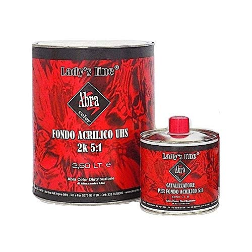 Lady's Line® Kit Fondo Bianco Acrilico Riempitivo UHS 5:1 + Catalizzatore Basso VOC per Auto Moto 2,5LT + 0,5LT