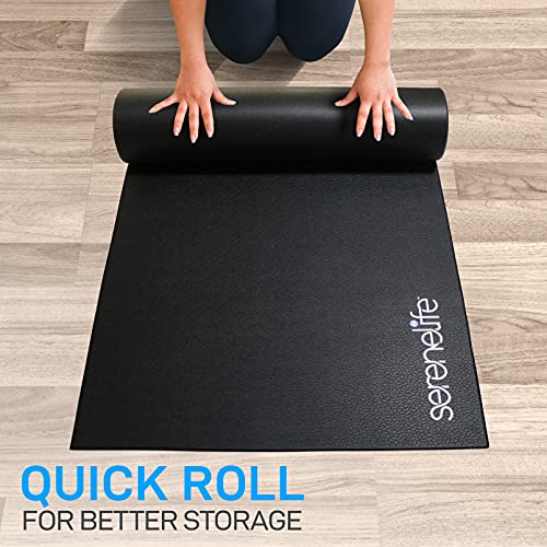 Serenelife Premium Portable Fitness Exercise Mat - 36" X 72" Non-Slip Gym Training Equipment Floor Protection - Yoga, Workout, Jump Rope - For Bigger Treadmill, Elliptical, Bike, Bench, Power Rack #TOP3