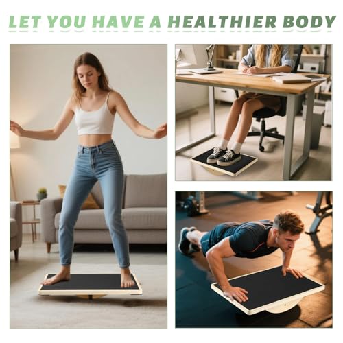 Image of Professional Wooden Balance Board for Adults-Anti-Slip 350LBS Wobble Board for Physical Therapy Standing Desk Core Strength-Rocker Board Balancing Board(360 Degree Rotation)