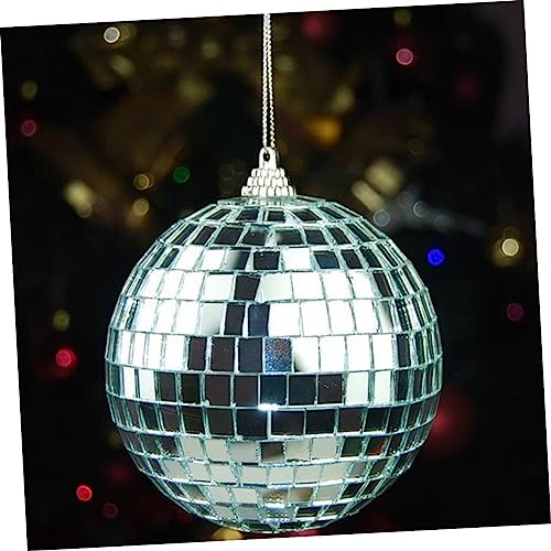 1 unidad de bola espejada plateada para discoteca, decoración colgante para fiestas, bodas, árboles de Navidad y festivales de baile miniatura 4