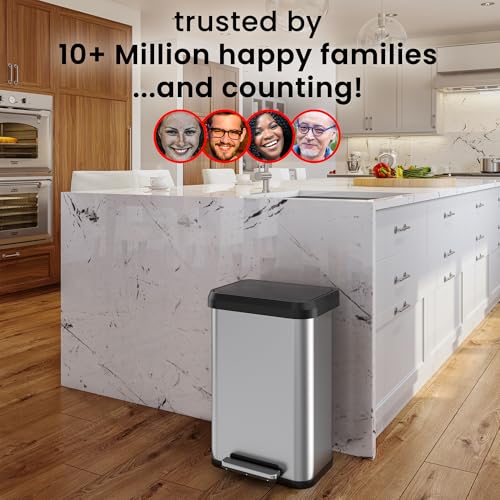 iTouchless 13.2 Gallon Step 2.0 Technology SoftStep EXP Kitchen Trash Can with AbsorbX Odor Filter, Stainless Steel Body and Dent-Proof Plastic Lid, for Home Office Business Store by iTouchless - Image 5