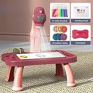 HAO DAMAI Projection Drawing Board for Kids, Children Projection Drawing Board, Led Art Drawing Projector Table, Light Projector Drawing Table for Kids 3-8 Years Old Boys Girls (Color : Pink)