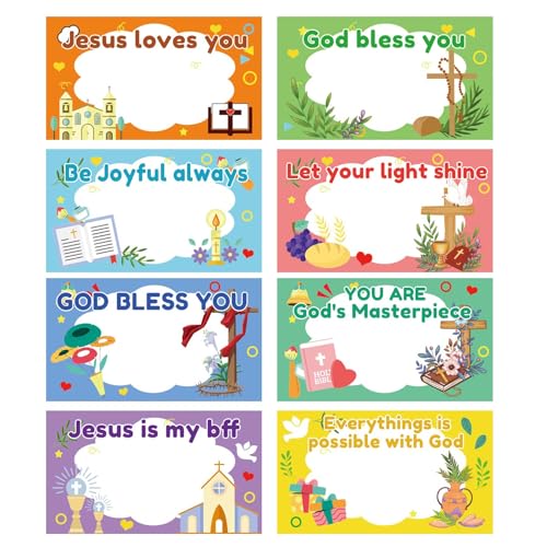 Bible Verse Name Tag Stickers 240 Pcs Easter Religious Name Tags 3.5 x 2 inch God Bless Self Adhesive Name Label - Motivational Faith Decals Classroom School Supplies