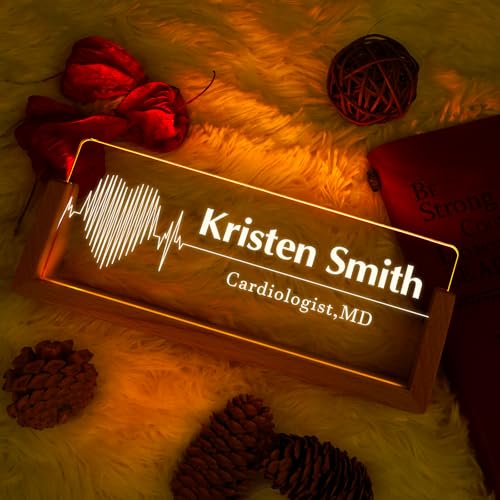 Image of Custom Name Plate for Desk, Personalized Light Up Acrylic Desk Name Plate, Personalized Office Gifts for Boss Coworkers, Teacher Employee Appreciation GIfts, Office Decor for Women Men