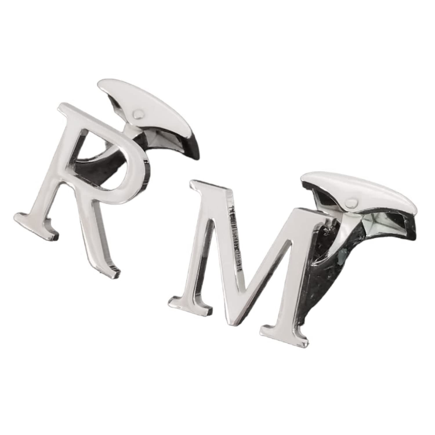 Huescar Joyeros Gemelos Personalizados con Una Inicial en Plata de Ley - Para Novios, Padrinos - Trasera ancha grabable