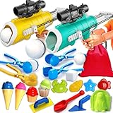 TMIXIU Snow Toys for Kids Outdoor, 19 PCS Snowball Maker Kit, Snowball Blaster Gun Launcher, Snow Ball Duck Makers, Snow Molds for Kids Adults Outdoor with Storage Bag