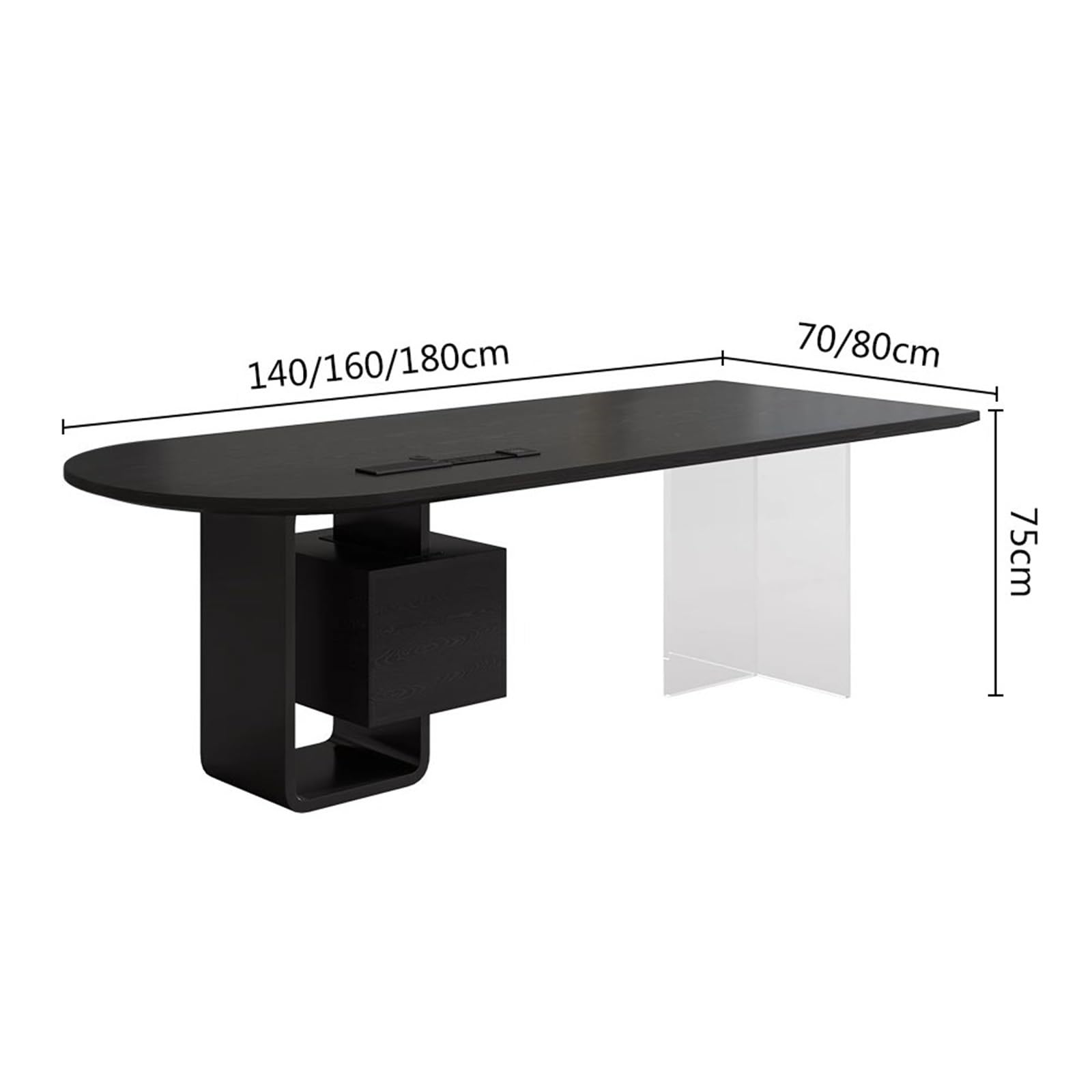 Escritorio de Oficina Escritorio Ejecutivo Moderno de Oficina Negro con cajones Almacenamiento, Mesa Escritura espaciosa for en casa Tomas Carga Mesa para Juegos de portátil(S)